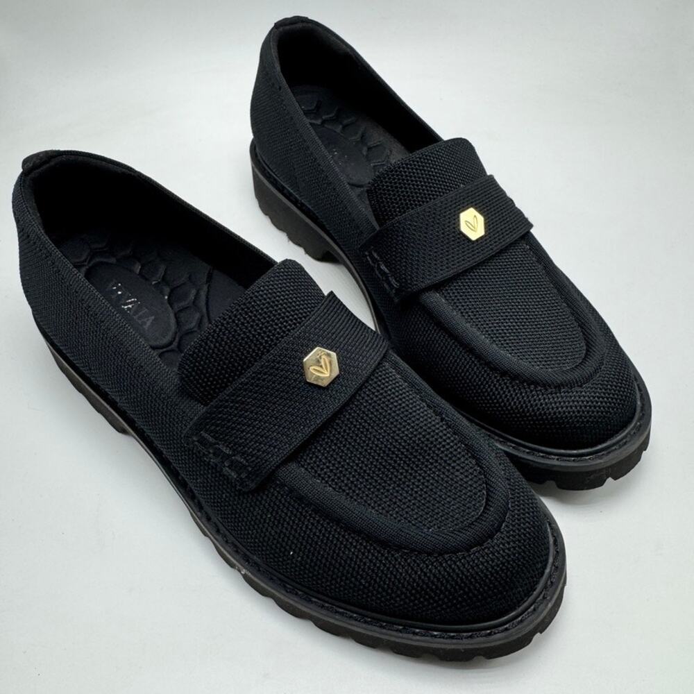 Vivaia Francesca Platform Chunky Loafers Shoes Black Sz 37.5/7-7.5